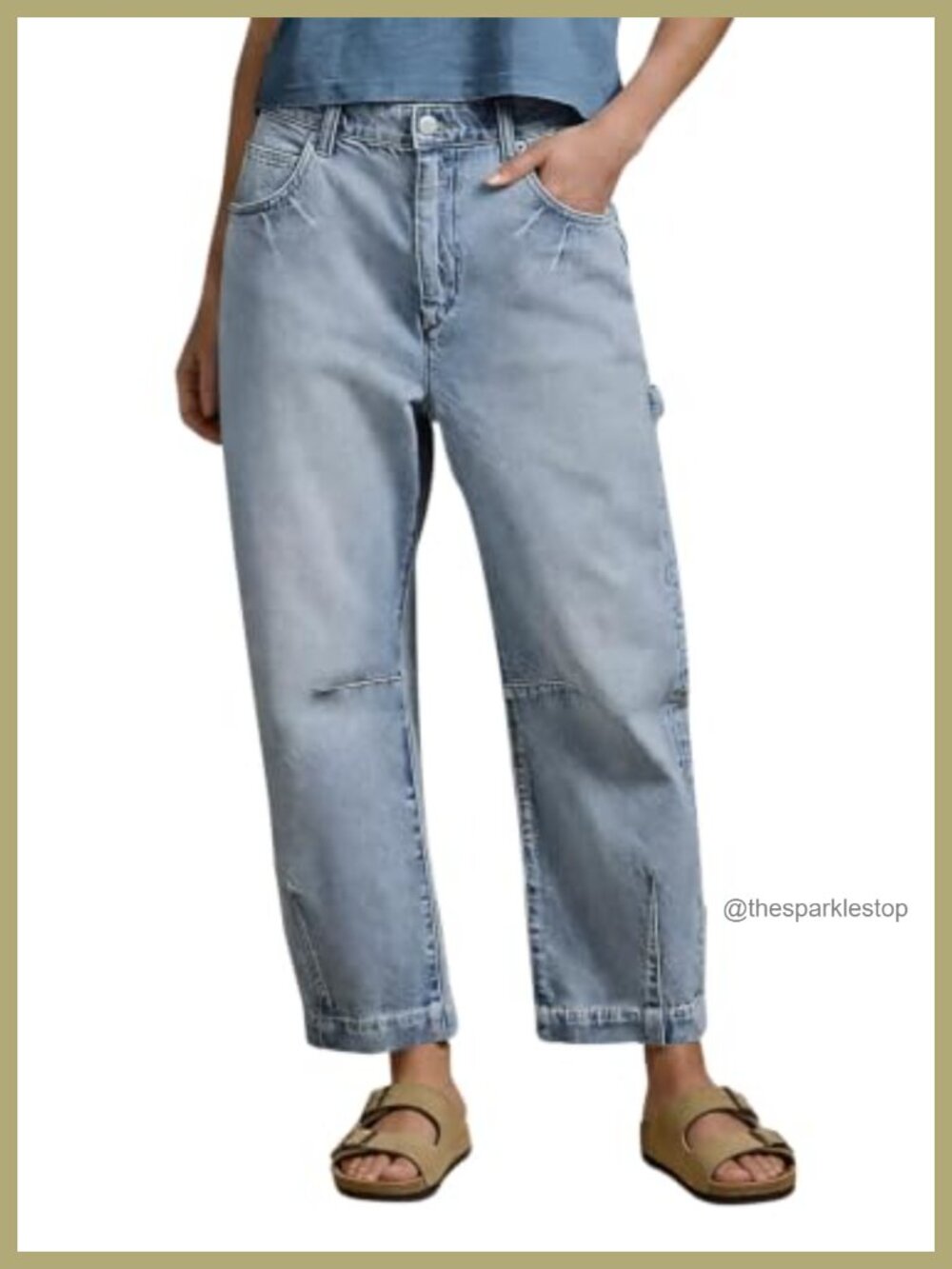 Women Baggy Barrel Jeans Mid Rise Wide Leg Cropped Denim Cargo Pants
